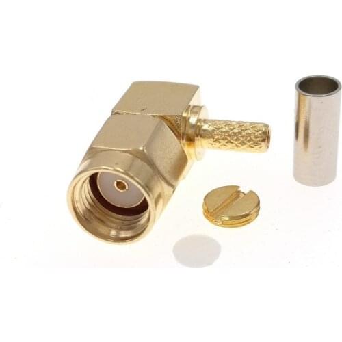 RP-SMA Male Plug Right Angle Crimp RG174 RG316 LMR100 RF Connector