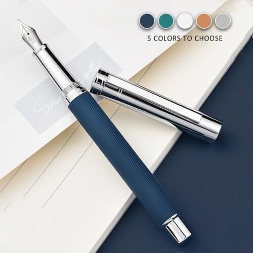 HongDian 1843 Metal Wave Pattern Stainless Fountain Pen Voyager Series Beautiful Ripples Iridium EF F Nib Classic Pens Gift