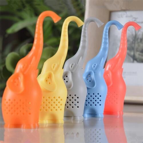 MOFUNYO 1pc Cute Baby Elephant Food-Grade Silicone Tea Infuser Strainers Filter(5 colors available)
