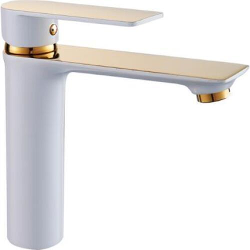 Bathroom lavatory faucet brass white and gold finished single lever hot and cold bathroom sink tap basin faucet