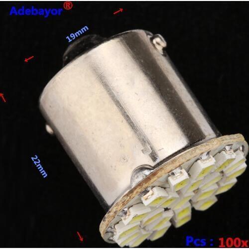 100 X 1156 BA15S P21w 22 smd Leds light flash strobe 3014 SMD Car led Rogue lamp 12v turn signal reverse back tail light white