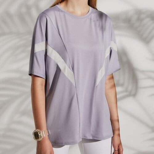 Loose Side Split Sport Shirt Women Fitness Seamless Crop Top Yoga Tank Workout Tops Sports Gym Running T shirt Activewear Shirts