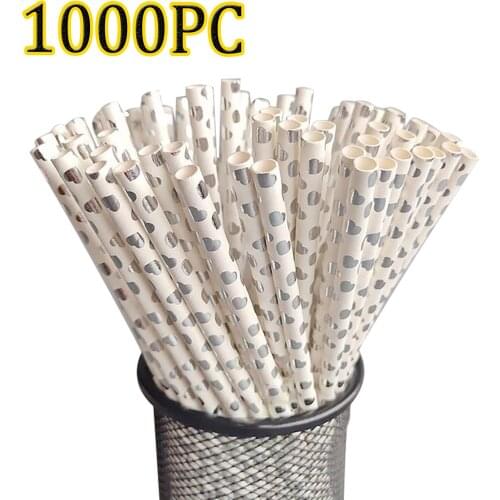 Disposable Independent Packaging White Dots Straws Long Flexible Degradable Drinking Paper Straws Party Bar Weddings Accessory