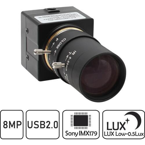 8MP 3264X2448 USB Webcam 5-50mm manual varifocal lens IMX179 Web camera for Android ,Linux Windows Mac OS Video Surveillance