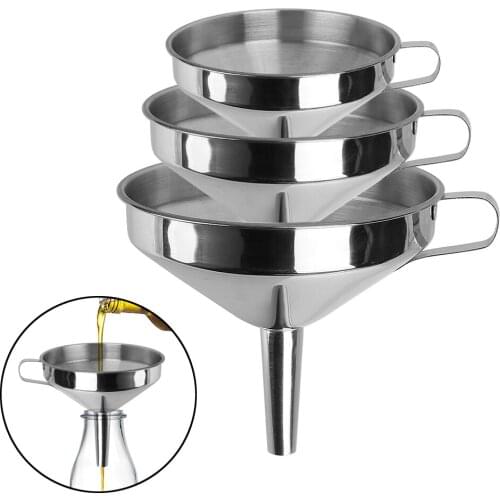 Bar Wine Beer Oil Flask Funnel For Canning Kitchen Tools Wide Mouth Funnels Metal Funnel Stainless Steel With Detachable Filter