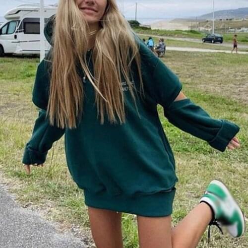 Long Sleeve Opening Hoodies Women 2021 Autumn Loose Harajuku Hooded Sweatshirts Fashion Streetwear Letter Ladies Pullover Top