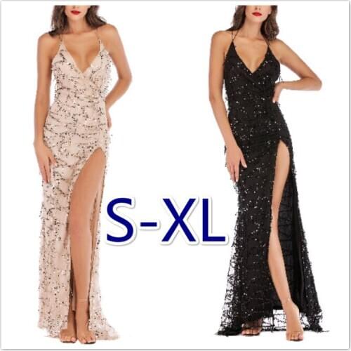 2021 New Womens Lady Dress Sequin Tassel High Fork Strap Sexy party Dress Fringed Shirt Fashion Comfortable Long Clothes
