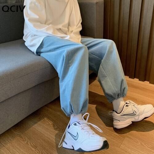 Winter Thicken Corduroy Pants Mens Fashion Retro Casual Wide-leg Pants Men Streetwear Hip-hop Korean Straight Trousers Mens