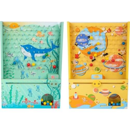 1 Set Educational Wooden Board Bead Toy Hand-eye Coordination Stout Wooden Beads Catching Game Educational toys for Boy Kids