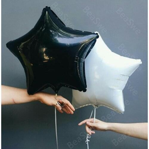 10pcs/lot 45*45cm Black White Star pure colors Foil balloons birthday wedding party supplies little star globos inflatable balls