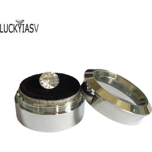 10pcs/lot Stainless Steel Round Diamond Display Box Metal Gemstone Cases Diamond Storage Organizer Gift Box 3.4*1.8cm