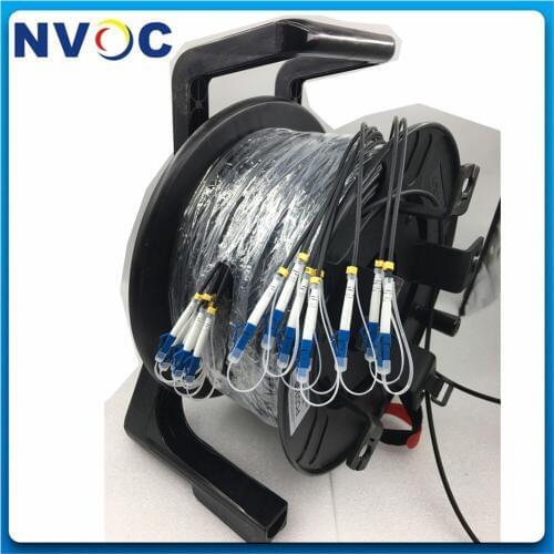 12Core,150M,SM,G657A1,6.0mm LSZH Armored Black Cable,100M 200M 150M 200M LC/UPC-LC/UPC with Reel Armoured Fiber Patch Cord Cable