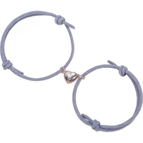 2 Pcs Attractive Magnet Bracelets Couples Mutual Attraction Rope Braided Bracelet P9YF