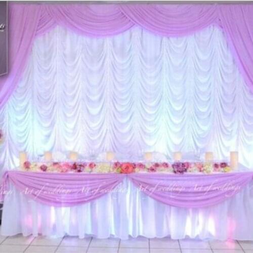 3M*6M Water Fall Lilac with White Clear Wedding Backdrop Wedding Stage Curtain Wedding Supply