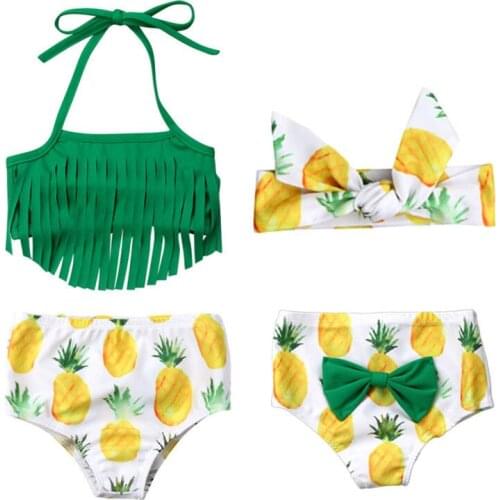 3Pcs Girls Princess Swimwear Cute Newborn Baby Girls Tassel Tops Shorts Headband Swimwear Swimsuit Bathing Suit Beachwear 0-24M