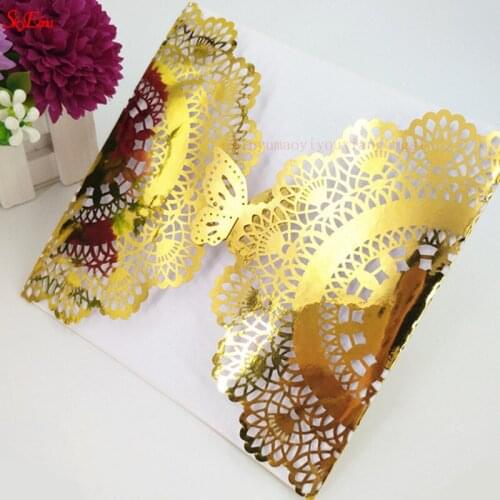 30pcs Customizable Laser Cut Groom and Bride Wedding Invitations Engagement Pearlscent Paper Wedding Invitation Card 5Z-SH068