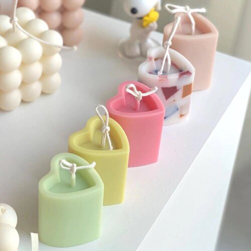 Handmade Candle Making 3d Columnar Heart Shape Plastic Acrylic Mold Resin Tools Diy Soap And Cake Mold