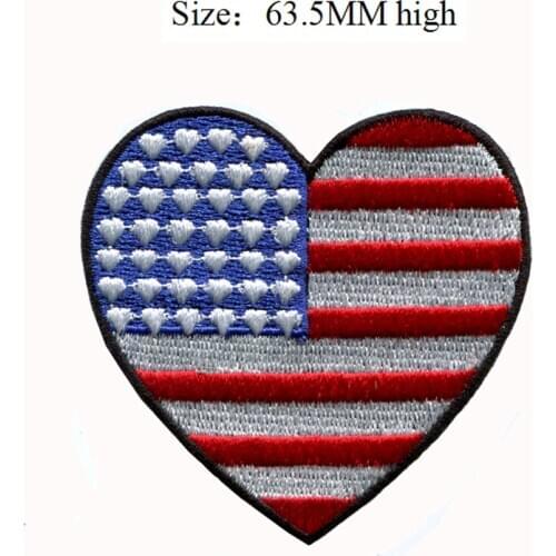 63.5MM high American flag patch of heart patch/team work/game patch/crafts