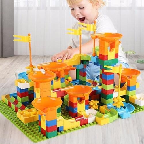 81-324PCS Marble Race Run Big Block Compatible Building Blocks Funnel Slide Blocks DIY Assembly Bricks Marble Run Race Toys Gift