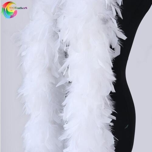 90Gram White Turkey Chandelle feather Boa Natural feathers Scarf For Wedding Party Shawl Clothing Accessory 2Yards