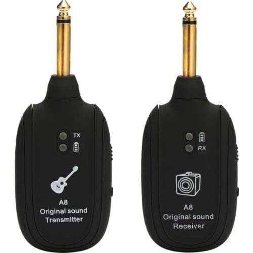 A8 UHF Guitar Wireless System Transmitter Receiver Built-in Rechargeable wireless guitar transmitter for guitar accessories