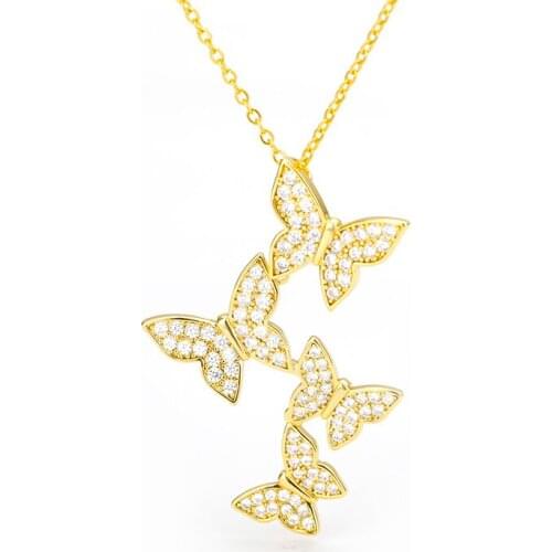 Four Butterfly Necklace Tennis Chain Necklace Collar Boho Choker Necklaces for Women Jewelry Christmas Gift 2020 New