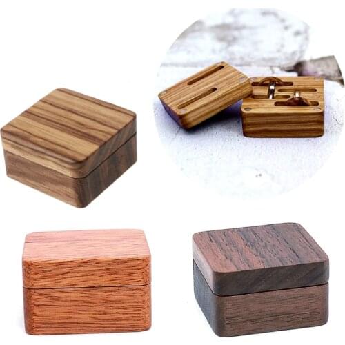 High Quality Rustic Men Suit Wooden Cufflink Gift Box Portable Sleeve Button Jewelry Walnut Wood Keepsake Storage Box
