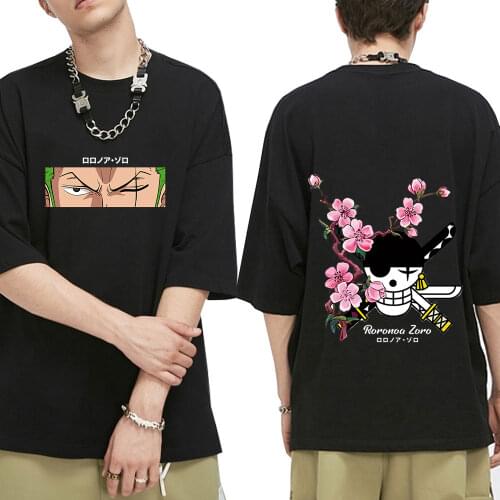Japanese Anime One Piece Roronoa Zoro T Shirt Men Harajuku Manga Graphic Tees T-shirt Unisex Summer Tops Tshirt Oversized Male