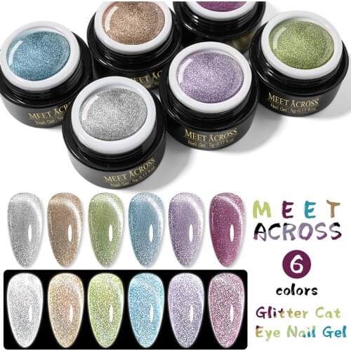 Cat Eye Nail Gel Polish Holo Reflective Glitter Cat Magnetic Gel 5ml Auroras Laser Effect Soak Off UV LED Gel All for Nails