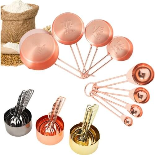 8pc/4pc Stainless Steel Measuring Spoons Set Kit Measuring Cups Set Kitchen Accessories Baking Tea Coffee Spoon Measuring Tools