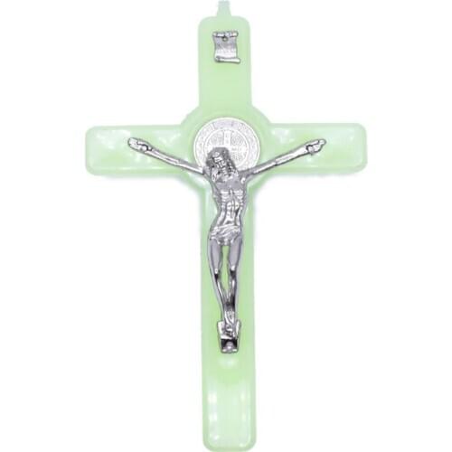 Christ Jesus Cross Luminous Glow in the Dark Pendant Crucifix Ornaments Charm Necklace Making