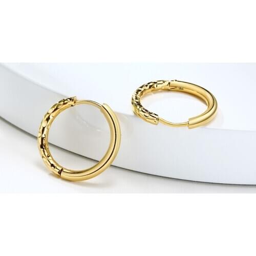 Small Circle Hammered Huggie Hoop Earrings for Women Stainless Steel Geometric Trend Minimal Bohemian Jewelry