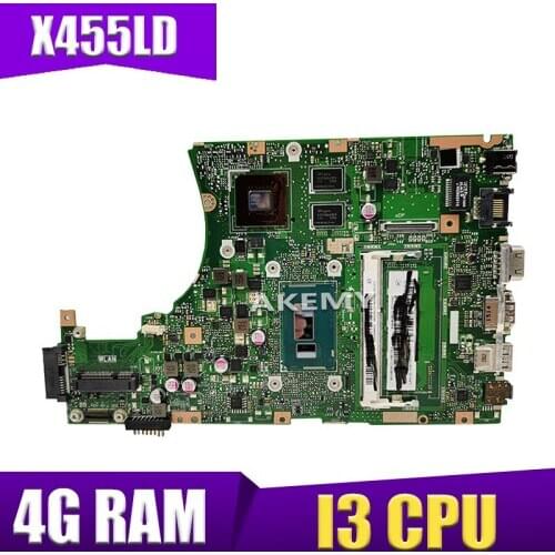XinKaidi X455LD X455LJ Laptop motherboard for ASUS X455LD/J X455L X455 Y483L W419L W409L F455 Test original mainboard 4G I3 CPU