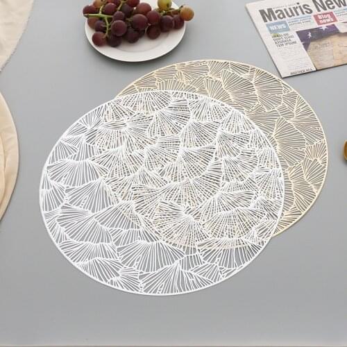 Placemats Set PVC Hollow Placemats for Dining Table Mats Home Diner Decoration Cutout Hangable Gold Individual Placemats
