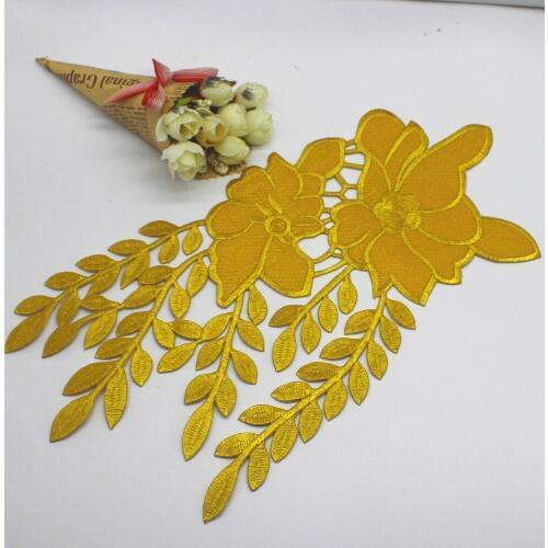 Iron On Embroidered Patches 3 Pcs/lot Cosplay Costumes Appliques Gold And Silver Trimes 17cm*34cm