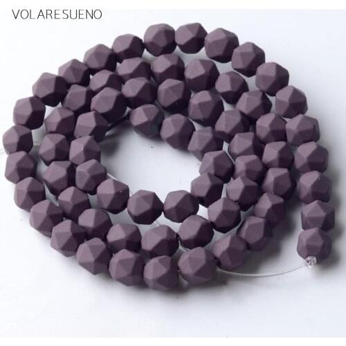 Natural Dull Polished Faceted Dark Purple Hematite Stone Beads For Jewelry Making 6mm Spacer Loose Beads Diy Bracelet 15inches