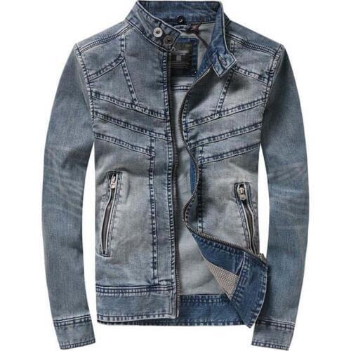 New Casual Slim Hooded Denim Jacket Men Brand Famous Stand Collar Mens Fashion Coats Windbreaker M-XXXL