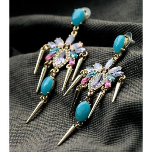 New Styles Statement Resin Factory New Bohemia Color Pendant Long Creole Earrings Best Friend
