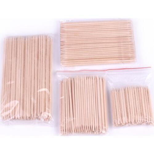 50/100Pcs Wood Stick Cuticle Remover Orange Wooden Sticks Dual-end Nail Art Design Dead Skin Pusher Picker Manicure Care Tools