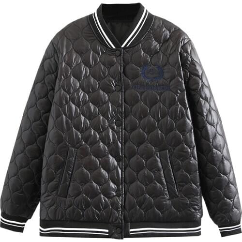 Autumn Winter Parka Women Oversize Padded Jacket Baseball Uniform Thin Coat Warm Outerwear Fashion Casual Loose Clothes 2020