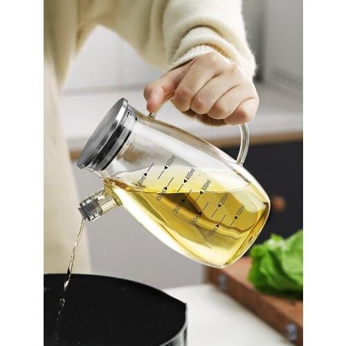 Thick Glass Oil Jug Leak-Proof Oil Bottle Household Kitchen Soy Sauce Bottle Oil Jar Spice Jar Small Vinegar Pot