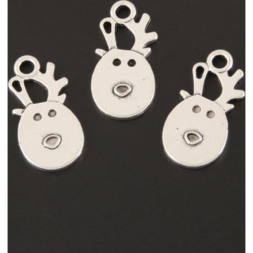 20pcs Silver Color Lovely Antlers Charms Deer Horn Christmas Pendant Jewelry Making DIY Handmade Accessories