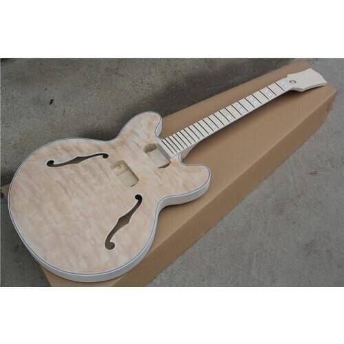 Semi-Hollow Body DIY Electric Guitar Builder Kit Project Mahogany Unfinished New Single Cutaway 2 orders