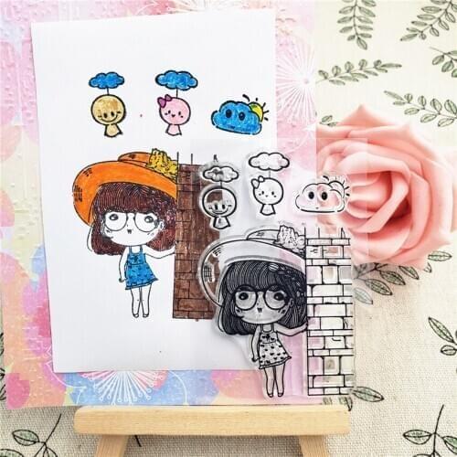 PANFELOU 6*9cm Sunny doll girl Transparent Silicone Rubber Clear Stamps cartoon for Scrapbooking/DIY Easter wedding album