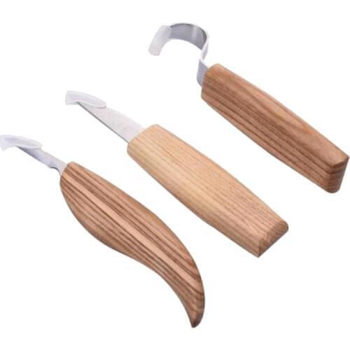 3pcs Stainless Steel Woodcarving Cutter High Strength Hooked Whittling Cutter Tool Sets Used for Cutting Wooden Spoons