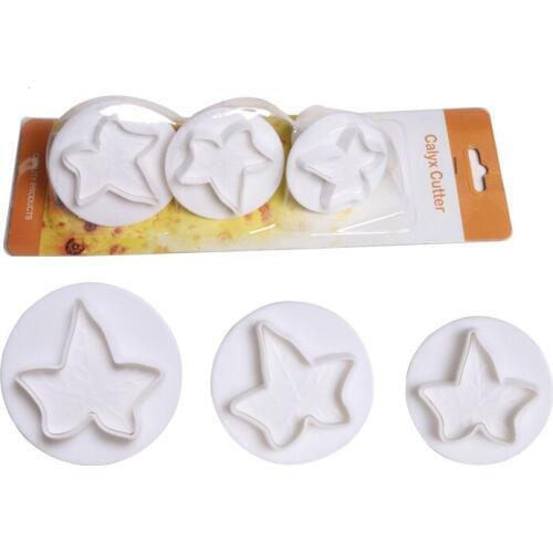 Christmas Bake Tools 3Pcs/Set Maple Leaf Shape Fondant Cookie Cake Sugarcraft Plunger Cutters Mold Tools Specialized D770