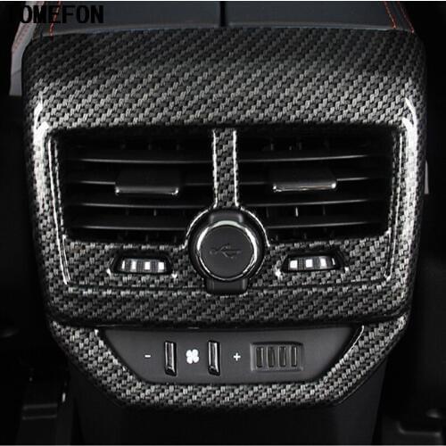 TOMEFON ABS Carbon Fiber Rear Seat AC Outlet Air Condition Cover Trim Interior Styling 1piece/Set For Peugeot 3008 GT 2017 2018