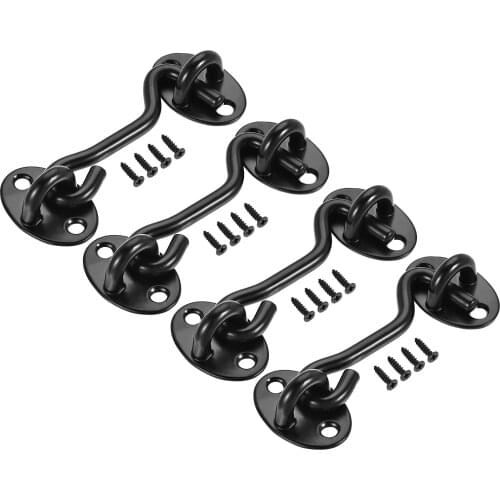 Uxcell 3" Cabin Hook Latch Gate Door Window Stainless Steel with Screw Black 4 Pcs
