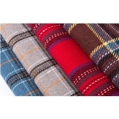 Vintage Wool Fleece Plaid Check Fabric For Sewing DIY Coat Clothing Accessories Warm Brushed Coat Fabrics 50X150cm Tissus