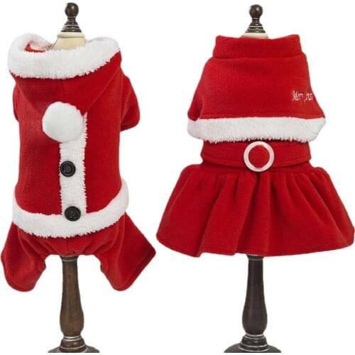 Dog Christmas Clothes Pet Red Cloak Skirt Teddy Holiday Coat Dog Clothes for Small Dogs Pet Coat Red